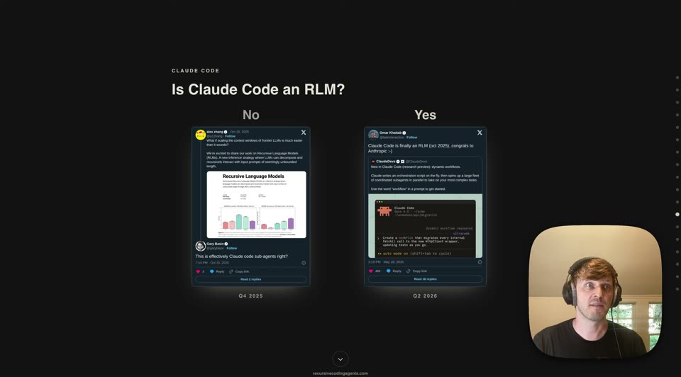 No/Yes 双推文辩 Claude Code 是不是 RLM