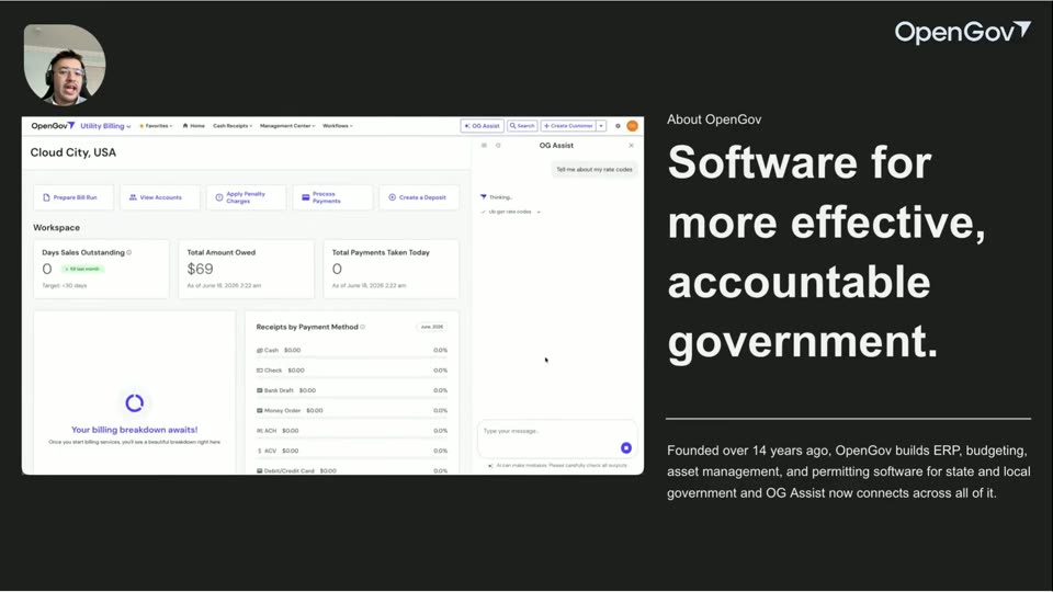 OpenGov 水电账单管理后台界面