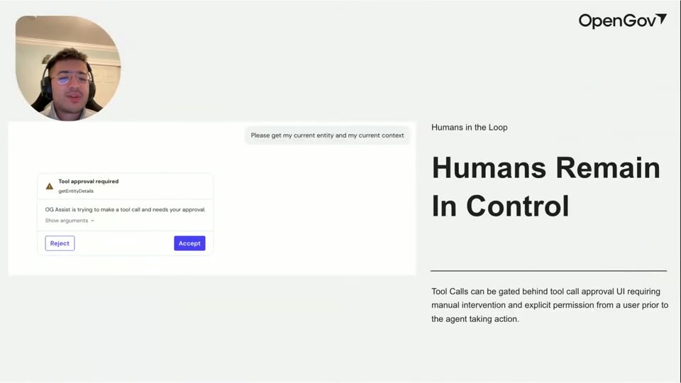 工具调用人工审批 Accept/Reject 界面