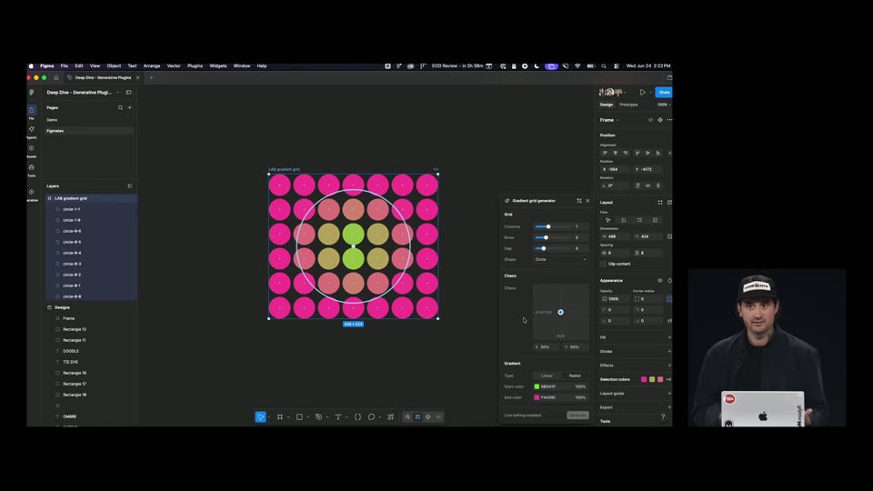 Figma粉绿圆点网格生成插件效果