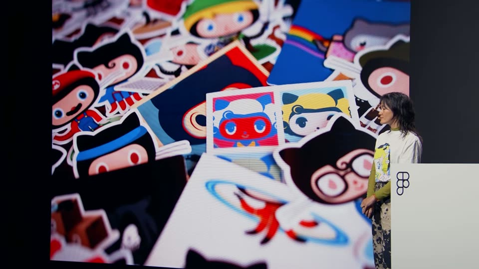 GitHub Octocat 贴纸拼贴特写