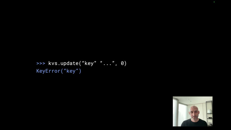 kvs.update 抛出 KeyError 示例