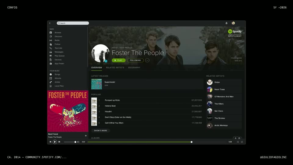 早期Spotify的Foster The People艺人页