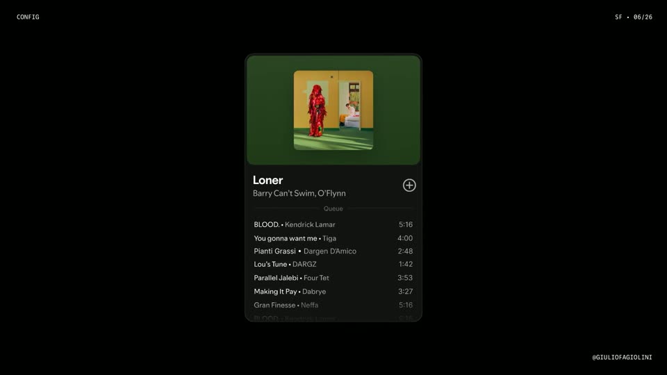 播放队列界面展示Loner曲目列表
