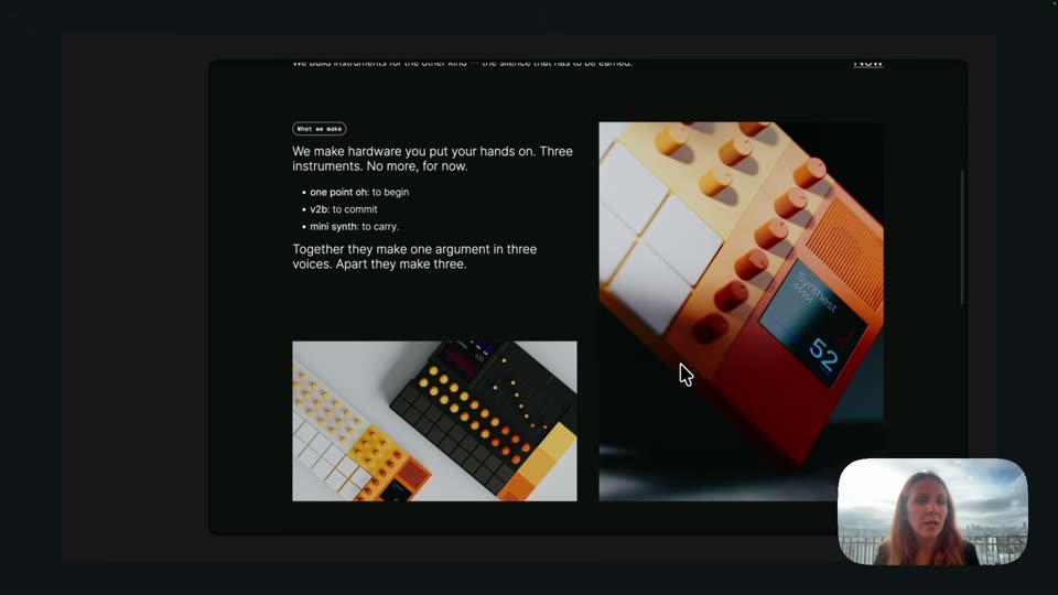 硬件产品官网演示，三款乐器介绍页