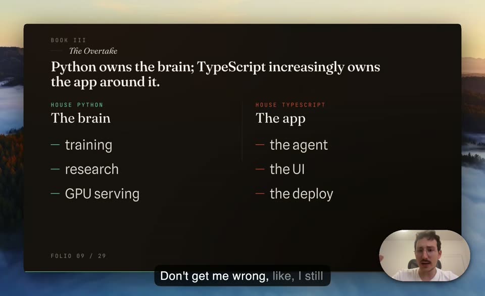 Python 管大脑，TypeScript 管应用层