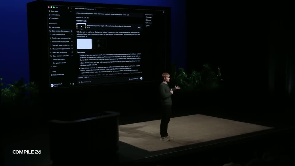Cursor 界面展示会话摘要与任务列表