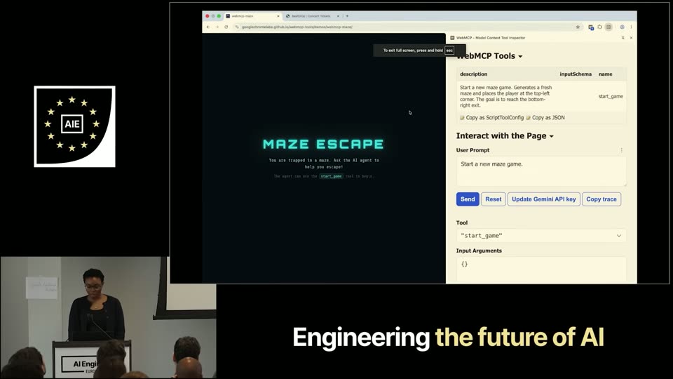 Maze Escape游戏与WebMCP工具面板