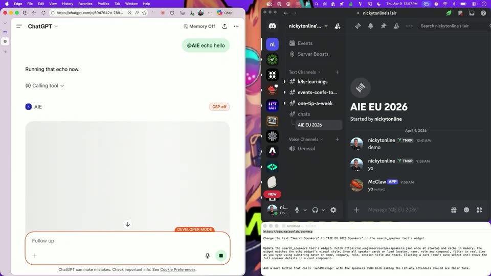 执行 @AIE echo hello 正在调用工具